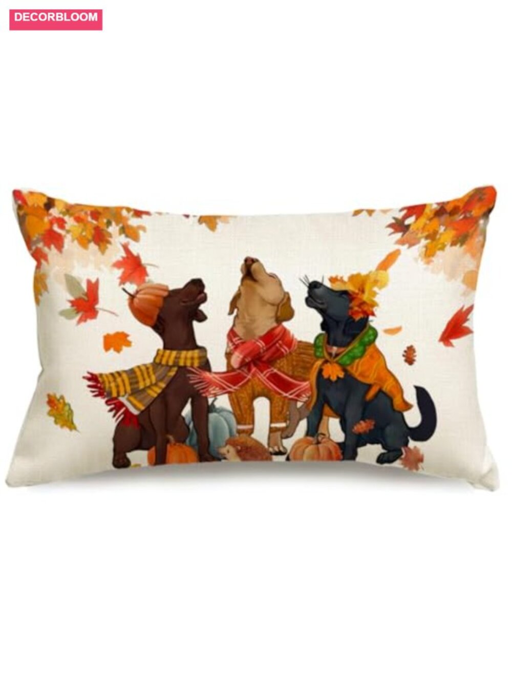 Fall Dog Pattern Throw Pillow Covers 12x20 Set of 1 Linen